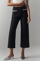 The Colette Cropped Wide-Leg Pants by Maeve: Rhinestone Pocket Edition