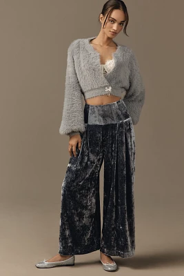 By Anthropologie Crushed Velvet Wide-Leg Pull-On Pants