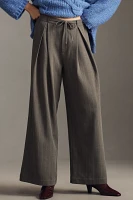 By Anthropologie High-Rise Pinstripe Tie-Waist Wide-Leg Trousers