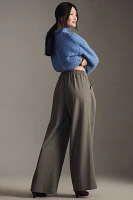 By Anthropologie High-Rise Pinstripe Tie-Waist Wide-Leg Trousers