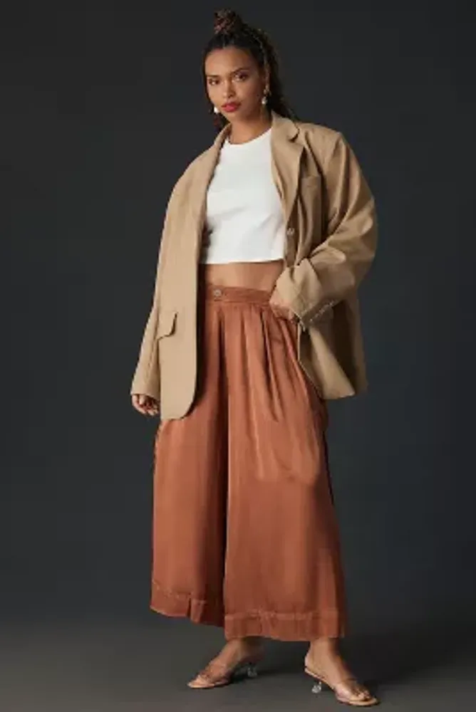By Anthropologie Silky Pleated Culottes