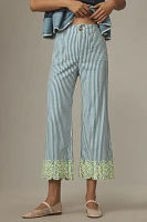 The Colette Cropped Wide-Leg Pants by Maeve: Embroidered Linen Edition