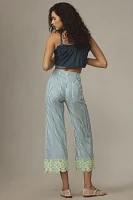 The Colette Cropped Wide-Leg Pants by Maeve: Embroidered Linen Edition