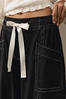 Maeve Tie-Waist Wide-Leg Pants: Contrast-Stitch Edition