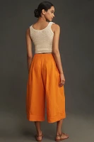 Maeve Linen Pleat-Front Wide-Leg Culottes