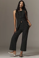 The Colette Cropped Wide-Leg Pants by Maeve: Merrick White Tweed Edition