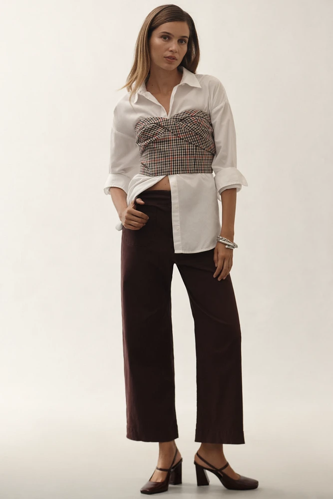 The Colette Cropped Wide-Leg Pants by Maeve: Twill Edition