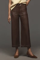 The Colette Cropped Wide-Leg Pants by Maeve: Faux-Leather Top-Stitch Edition