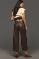 The Colette Cropped Wide-Leg Pants by Maeve: Faux-Leather Top-Stich Edition