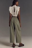 The Reese Smocked Pull-On Barrel Pants by Pilcro: Linen Blend Edition