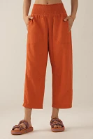 The Reese Smocked Pull-On Barrel Pants by Pilcro: Linen Blend Edition