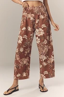 The Reese Printed Smocked Pull-On Barrel Pants by Pilcro