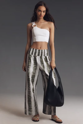 The Reese Smocked Pull-On Barrel Pants by Pilcro: Printed Edition