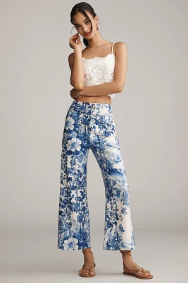 The Colette Cropped Wide-Leg Pants by Maeve: Printed Linen Edition
