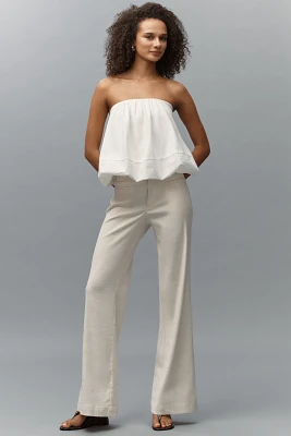 Maeve Linen-Blend Flare Trouser Pants