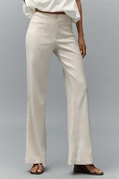Maeve Linen-Blend Flare Trouser Pants