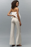 Maeve Linen-Blend Flare Trouser Pants