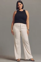 Maeve Linen-Blend Flare Trouser Pants