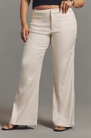 Maeve Linen-Blend Flare Trouser Pants