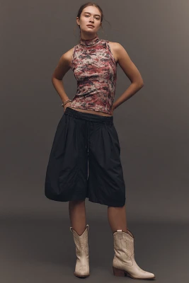 By Anthropologie Ruched Poplin Gaucho Pants