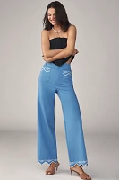 The Colette Full-Length Wide-Leg Pants by Maeve: Lace Trim Edition