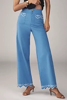 The Colette Full-Length Wide-Leg Pants by Maeve: Lace Trim Edition
