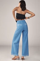 The Colette Full-Length Wide-Leg Pants by Maeve: Lace Trim Edition