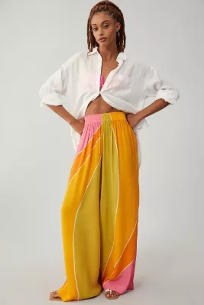 Florence Wide Leg Pants - White Stripe