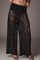 S/W/F Sheer Lace Wide-Leg Pants