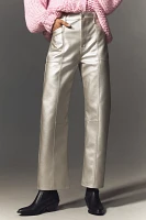 Pistola Taylor Metallic Faux-Leather High-Rise Arched Pants