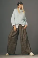 Maeve Plaid Wide-Leg Trousers