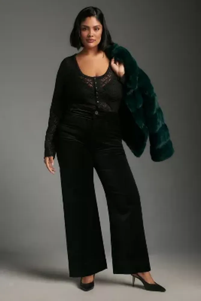The Colette Cropped Wide-Leg Velvet Pants by Maeve