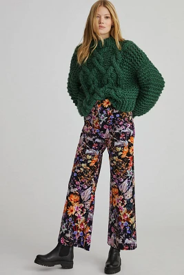 The Colette Cropped Wide-Leg Pants by Maeve: Velvet Edition