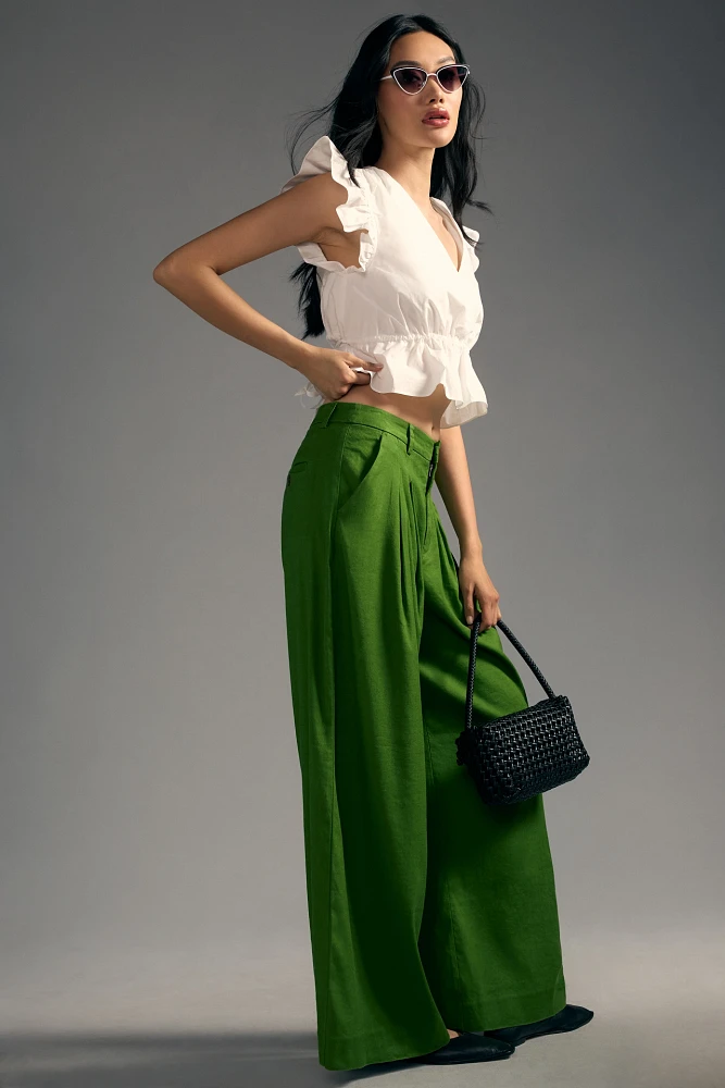 The Avery Pleated Wide-Leg Trousers by Maeve: Linen Edition