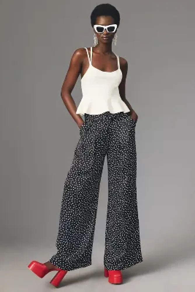Maeve The Avery Pleated Wide-Leg Trousers by Maeve: Printed