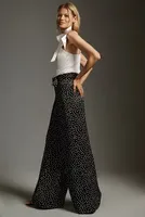 The Avery Pleated Wide-Leg Trousers by Maeve: Printed Edition