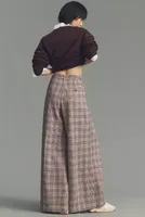 The Avery Pleated Wide-Leg Trousers by Maeve: Plaid Edition