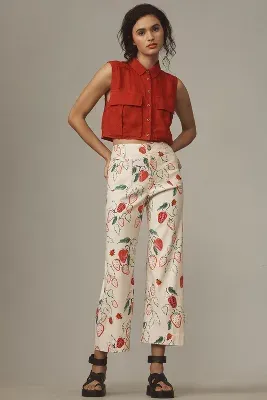 The Phthalo Ruth Colette Cropped Wide-Leg Pants by Maeve