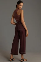 The Colette Cropped Wide-Leg Pants by Maeve: Contrast-Stitch Edition