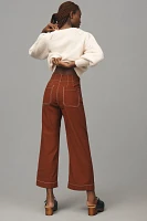 The Colette Cropped Wide-Leg Pants by Maeve: Merrick White Contrast-Stitch Edition