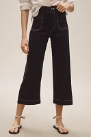 The Colette Cropped Wide-Leg Pants by Maeve: Contrast-Stitch Linen Edition