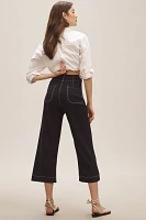 The Colette Cropped Wide-Leg Pants by Maeve: Contrast-Stitch Linen Edition