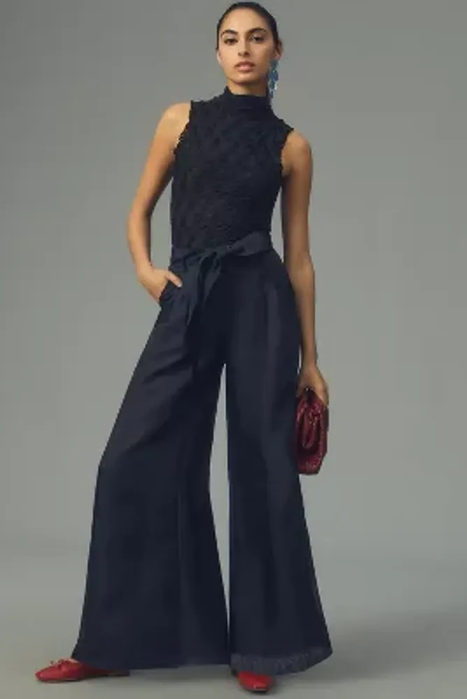 By Anthropologie High-Waisted Plissé Wide-Leg Pants