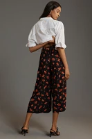 Maeve Printed Pleated A-Line Culottes