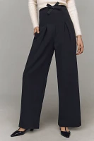 By Anthropologie Corset Bow Pleated Wide-Leg Pants