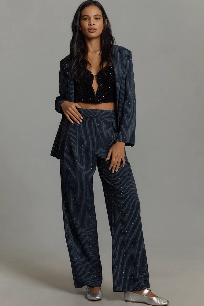 Mare x Anthropologie Rhinestone Pinstripe Trousers