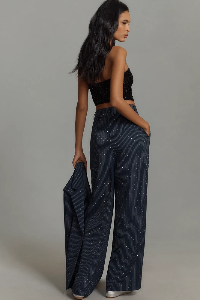 Mare x Anthropologie Rhinestone Pinstripe Trousers