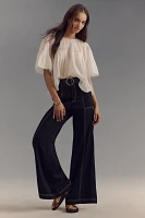 Mare Contrast Wide-Leg Pants