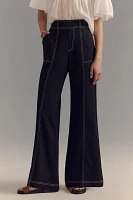 Mare Contrast Wide-Leg Pants