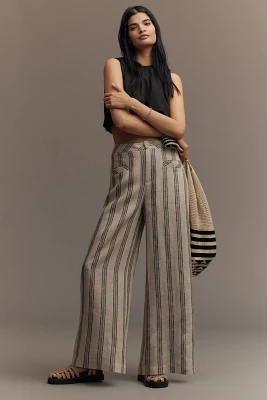 Mare Linen Striped Wide-Leg Pants